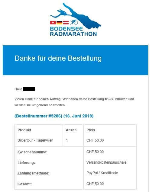 Bestätigung der Anmeldung