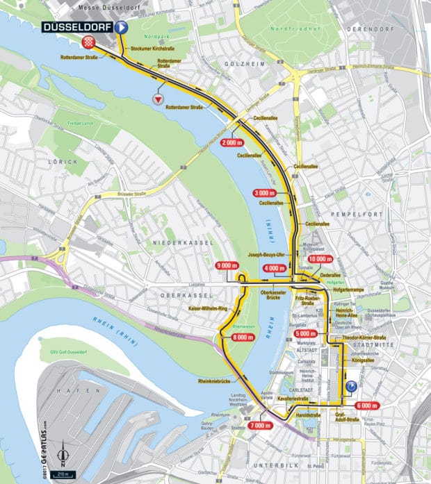 Karte der Etappe Nummer 1 der Tour de France 2017 Karte der Etappe Nummer 1 der Tour de France 2017