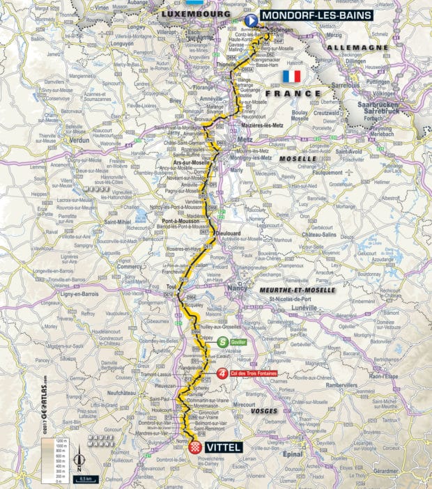 Karte der Etappe Nummer 4 der Tour de France 2017