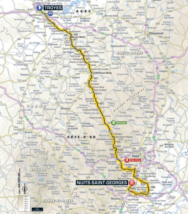 Karte der Etappe Nummer 5 der Tour de France 2017