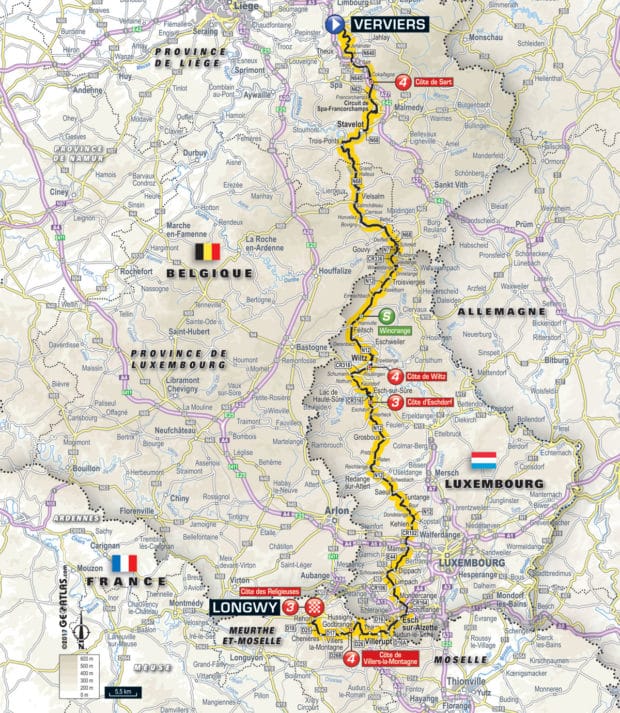 Karte der Etappe Nummer 3 der Tour de France 2017