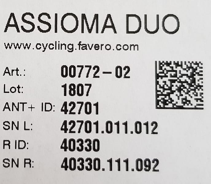 Assioma DUO ANT+ ID