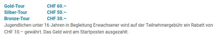 Startgeld der drei Bodensee Radmarathonstrecken