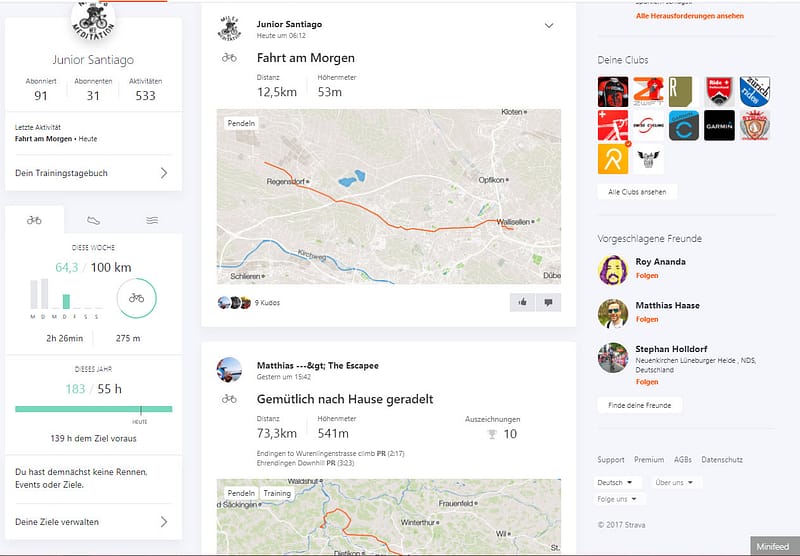 Neues Design nach dem Strava Update Neues Design nach dem Strava Update