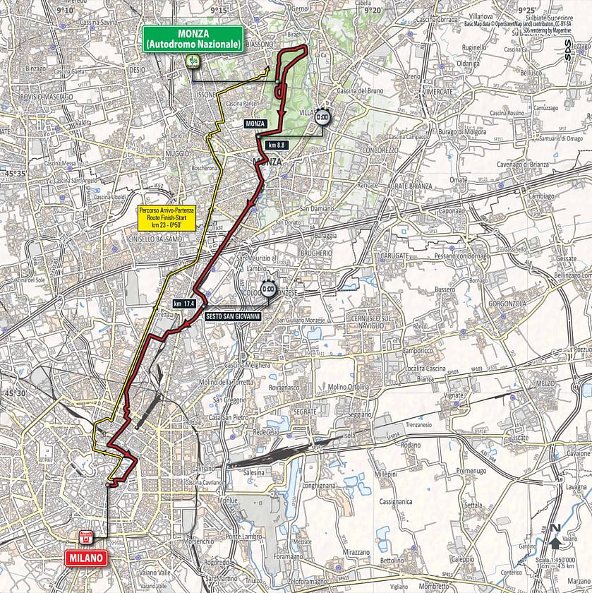 Karte der Etappe Nummer 21 des Giro d'Italia 2017